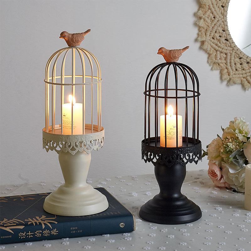 Amosfun Decorative Farmhouse Birdcage Candle Holder Antique Bird cage  Planter Holders- Decorative Birdcage Festival Flowerpot Holder-  Candleholder